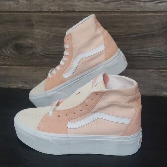 New Vans Sk8 Hi Peach Pink High Tops Platform Sneakers Skater Festival Girly - Picture 3 of 10
